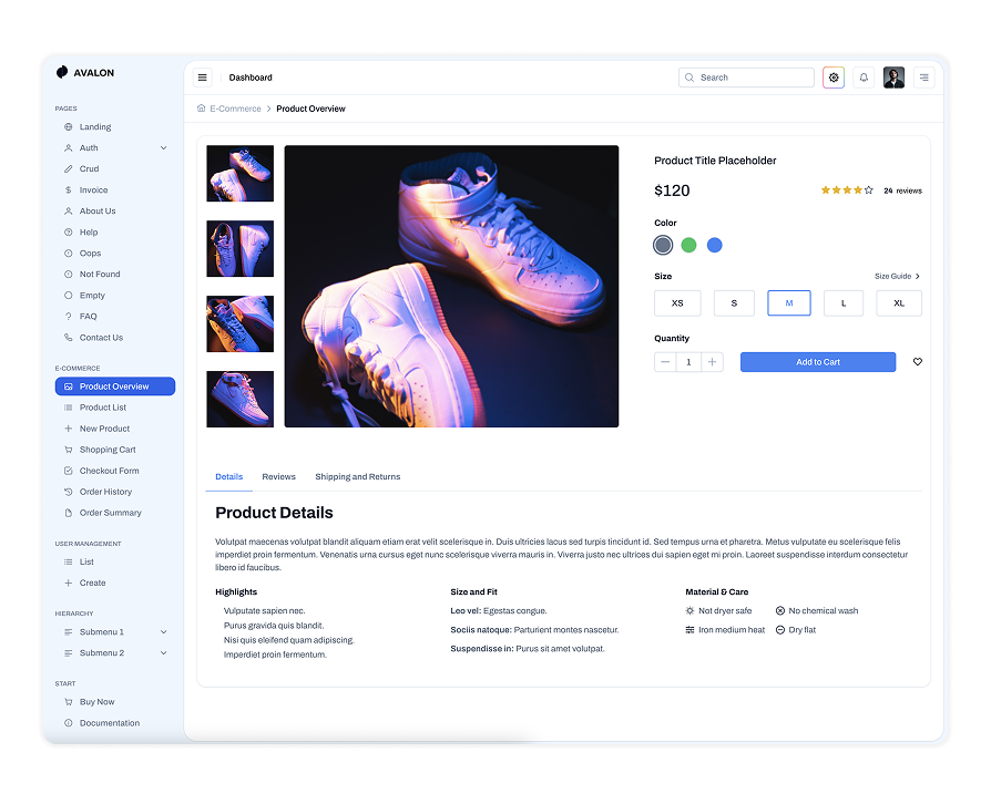 E-Commerce Pages